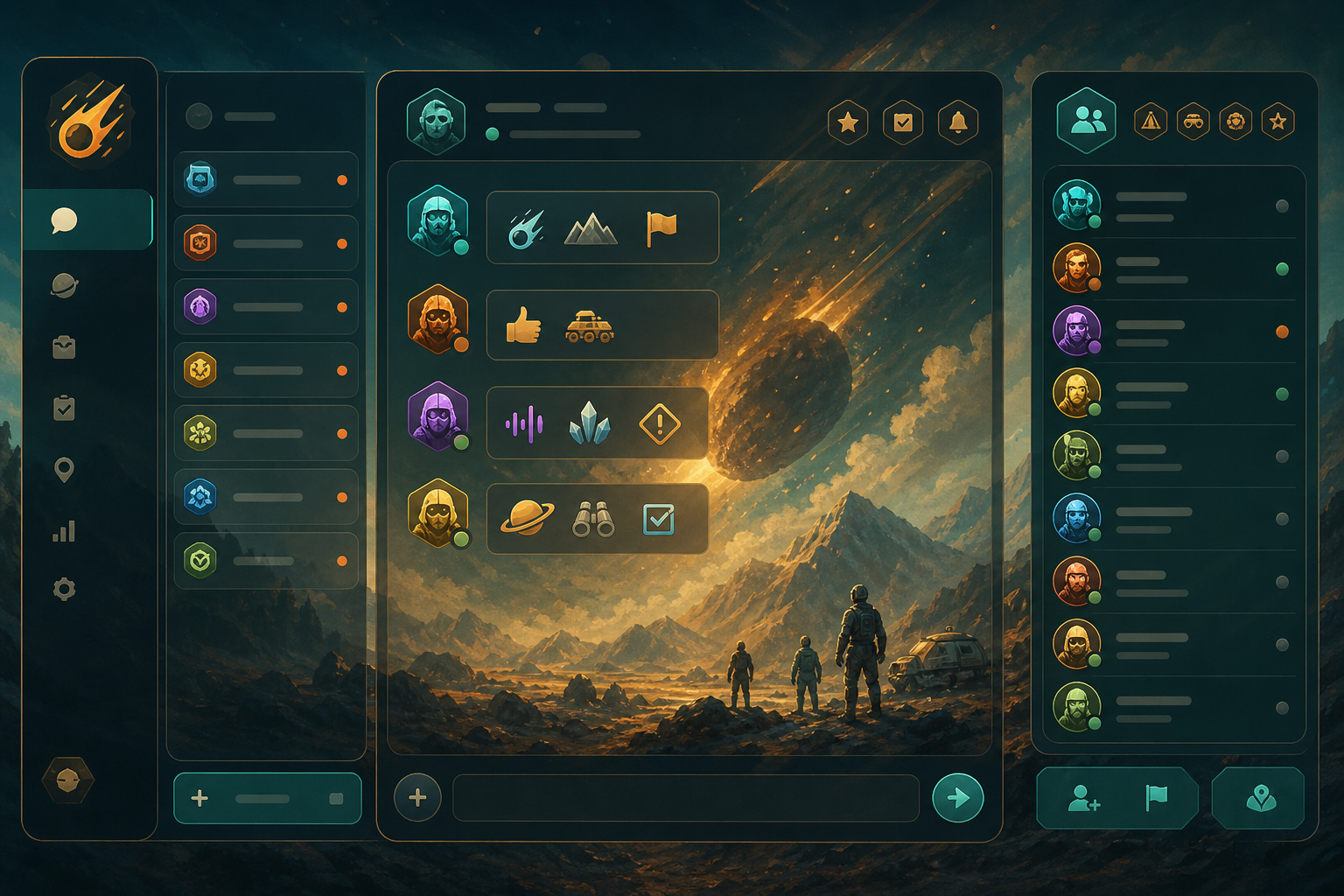 Meteorite-Team-Chat mit Icon-Signal-Posteingang